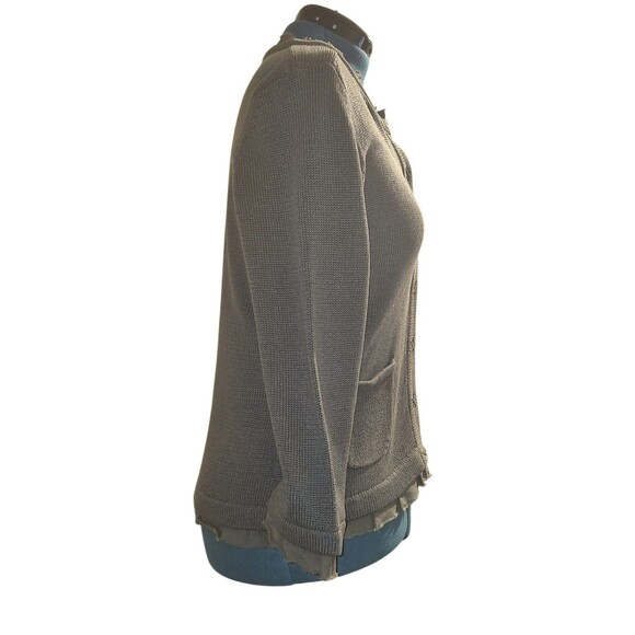 Boden Women’s Size 8 Green Ruffle Trim Cotton Snap Cardigan Sweater Coquette - Picture 4 of 6